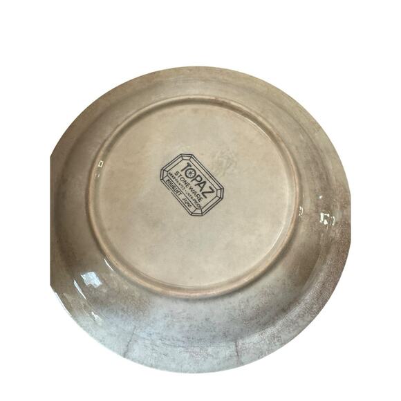 Vintage Hand Painted Stoneware Dinner Plate (3) Floral Design Retro Kitchenware - Picture 7 of 8